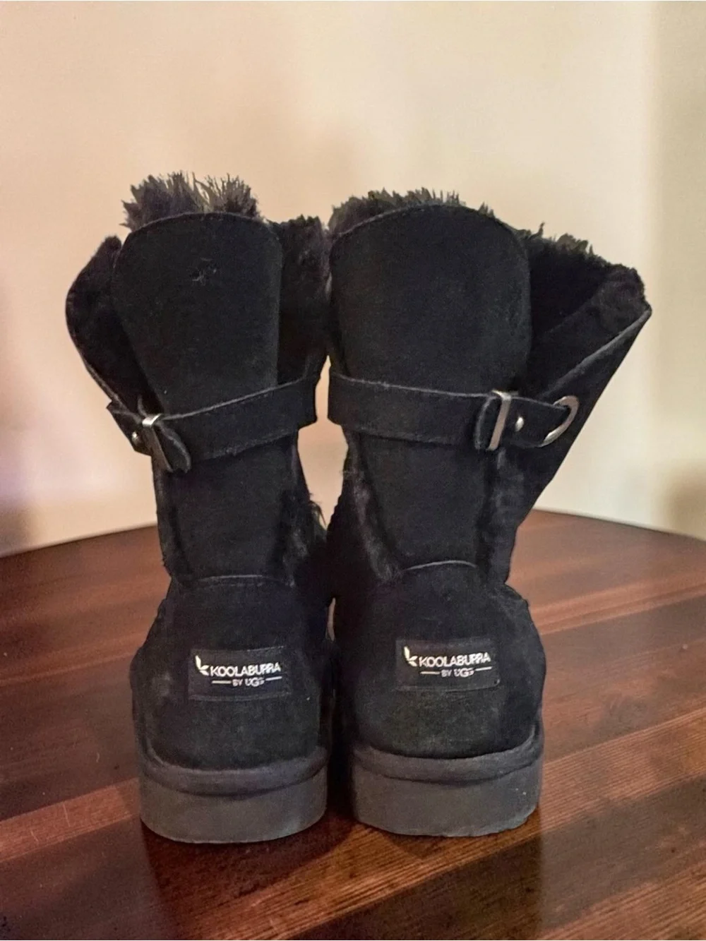 Koolaburra By Ugg Remley Short Black Suede Faux Fur Boots